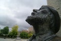 Face of Pilgrim statue of the Camino de Santiago in the city of Leon Spain