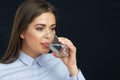Face portrait of business woman drinking water Royalty Free Stock Photo