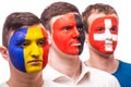 Face portrait of football fans support their national team: