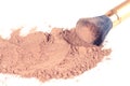 Face powder and brush isolated on white background Royalty Free Stock Photo