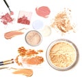 Face powder and brush over white background. Royalty Free Stock Photo