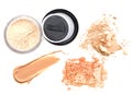 Face powder and brush over white background. Royalty Free Stock Photo