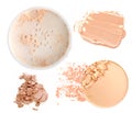 Face powder and brush over white background. Royalty Free Stock Photo