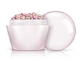 Face Powder Pearls in open container. Isolated on White