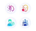 Face protection, Edit person and Bitcoin think icons set. Salary employees sign. Vector