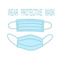 Face protective medical mask isolated on white background. Vector hand-drawn illustration Royalty Free Stock Photo