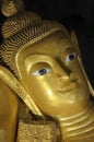 Face of Reclining Golden Buddha Suwankuha Temple Phuket Thailand Royalty Free Stock Photo