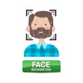 Face Recognition Button Biometrical Identification On Male Face Access Control Technology Concept