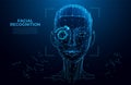 Face Recognition. Cyber women, Robot face. Facial Recognition System concept. biometric scanning, 3D scanning. Face ID. Royalty Free Stock Photo