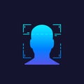 Face recognition, facial biometric scan, vector Royalty Free Stock Photo