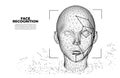Face Recognition. Facial Recognition System concept. biometric scanning, 3D scanning. Face ID. Identification of a person through