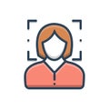 Color illustration icon for Face recognition, biometric and care