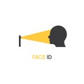 Face recognition id detection icon. Face biometric facial photo identification vector digital icon