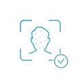 Face Recognition and Identification Line Icon. Biometric Facial Detection pictogram. Facial Scan and Identification