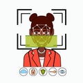 Face Recognition And Identification System Biometrical Identification African American Business Woman Face Scanning Royalty Free Stock Photo