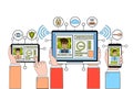 Face Recognition And Identification System Gadgets Biometrical Identification Concept
