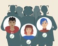 People face recognition, flat vector stock illustration, biometrics concept, crowd face scanning Royalty Free Stock Photo