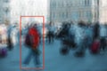 Face recognition and personal identification technologies in street surveillance cameras, law enforcement control. Royalty Free Stock Photo