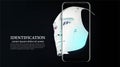 Face Recognition System Concept Low Polygon Human Face Scanning Blue