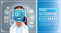 Face Recognition System Eye Retina Scanning Of African American Woman, Biometric Identification Technology Access Royalty Free Stock Photo