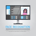 Face Recognition Technology Computer Security System Scanning African American Female User Biometric Identification Royalty Free Stock Photo