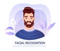 Face recognition technology concept with screen mapping a man