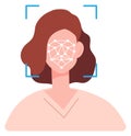 Face recognition technology. Woman head in identification scanner Royalty Free Stock Photo