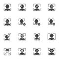 Face recognition vector icons set