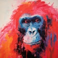 Red Orange Orangutan: A Vibrant Fauvism Wall Art By Fabian Lee