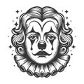 Face sad crying circus clown in makeup vector Royalty Free Stock Photo