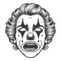 Face sad crying circus clown in makeup vector Royalty Free Stock Photo