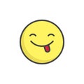 Face savouring delicious food emoticon filled outline icon