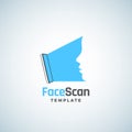 Face Scan Abstract Vector Sign, Emblem, Icon or Logo Template. Smartphone Screen Making a Face Recognition Security