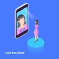 Face scan concept. Facial authentication and verification