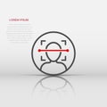 Face scan icon in flat style. Facial id vector illustration on white isolated background. Identification algorithm business