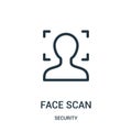 face scan icon vector from security collection. Thin line face scan outline icon vector illustration
