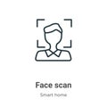 Face scan outline vector icon. Thin line black face scan icon, flat vector simple element illustration from editable smart house Royalty Free Stock Photo