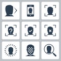 Face Scan Related Vector Icons in Glyph Style