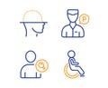 Face scanning, Find user and Valet servant icons set. Disabled sign. Vector