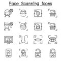 Face scanning, face recognition, face id ,face biometric icon set in thin line style
