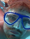 Face of scuba diver Royalty Free Stock Photo