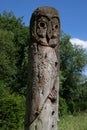 Face sculpted in wood Ferrieres-en-Brie Forest by Daniel Stinus