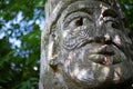 Face sculpted in wood Ferrieres-en-Brie Forest by Daniel Stinus