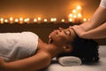 Face sculpturing massage for beautiful african american woman