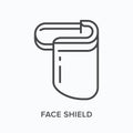 Face shield flat line icon. Vector outline illustration of coronavirus PPE. Medical safety wear thin linear pictogram