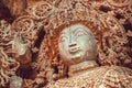 Face of Shiva Lord sculpture on wall of old relief. 12th centur Hindu Hoysaleshwara temple in Halebidu, India Royalty Free Stock Photo