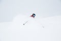 Face shots in the powder of Hokkaido, Japan. Backcountry skiing near Niseko Mountain Royalty Free Stock Photo