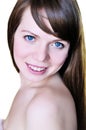 Face and shoulders of blue-eyed girl Royalty Free Stock Photo