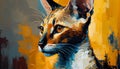 Face of a Siamese cat in closeup. Oil painting portrait Royalty Free Stock Photo