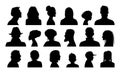 Face silhouettes. Heads in profile sides. Man and woman portraits. Boys and girls hairstyles. Business avatar Royalty Free Stock Photo